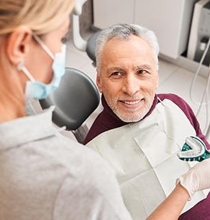 A male patient about to receive impressions for dentures