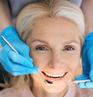 View from above of smiling senior dental patient