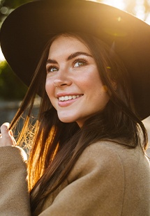 woman with hat smiling in Garfield