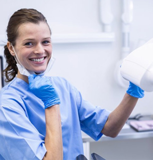 Dental hygienist smiles